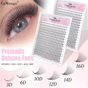 CoMango 3D 6D 10D 12D 14D 16D Premade Fan Lash Eyelash Extension Individual 0.05 0.07 Pointy Base Promade Fans