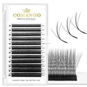 CoMango 3D W Three Core Triple Tips Eyelash Extension Black Natural Soft Bloom Lash Automatic Flowering Volume Eyelashes