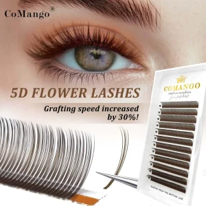 CoMango 5D Fairy Brown Eyelash Extension 0.07 Wispy Soft Light Lashes Clusters Natural Volume Cashmere Faux Lash