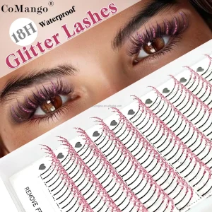 CoMango Mixed Glitter Colored Lashes Shining Festival Colourful Eyelash Russian Volume Individual Lashes Cosplay Party Makeup