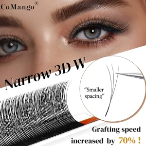 CoMango Narrow 3D W Shaped Eyelash Extensions Natural Soft Thick Vegan Cruelty Free Synthetic Hair Volume Lashes