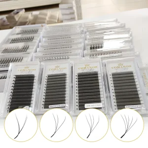 CoMango New Arrival 3D 4D 5D W V Shape Eyelash Extension 0.07mm C D LU(M) Curl Look Mesh Volume Lashes