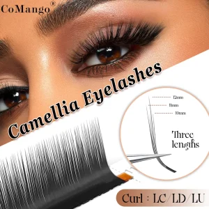 CoMango Premium Handmade Camellia Lash Extensions Gradient Length Design Easy Fan Volume Lashes for Eyelash Artists