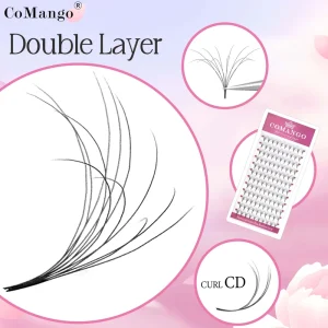 CoMango Semi Hand Made Synthetic Hair Fans Eyelash Extensions 6D Double Layers 12 Rows Russian Volume Bloom