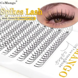 CoMango Spikes Wispy Lashes Extension Individual Fairy Eyelashes Bundle Natural Single Cluster Lash Extension for Beauty Makeup