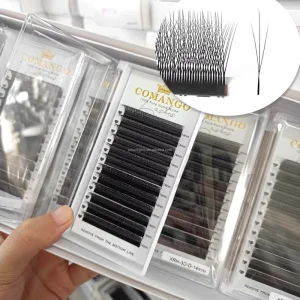 CoMango W Style Narrow 3D Spark Clover Lashes Black Premade Volume Eyelash Extensions Super Soft Lash Supplies