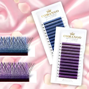 Colored 3D W Shaped Eyelash Extension C D Curl Premade Fans Black Purple Brown Blue Hand Woven Party Daily Lashes