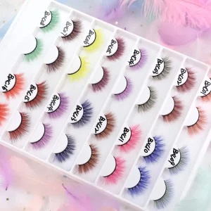 Colored Festival Faux Mink Eyelash One Full Strip 3d Curly Strip Lashes With Color