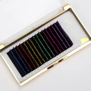 Colored Glitter Eyelash Extensions Individual Glitter Lash Extensions Professional Color Lash Extensions Supplies for Party