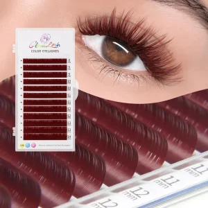Colored Lashes Lake Blue Lavender Cinnamon Dark Green Matcha Grey Natural False Colorful Burgundy Eyelash Extension