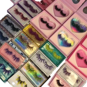 Colorful 3D 5D Colorful Mink Eyelash Extensions Vegan Full Strip Eyelashes Dramatic Party False Lashes Custom Logo Box