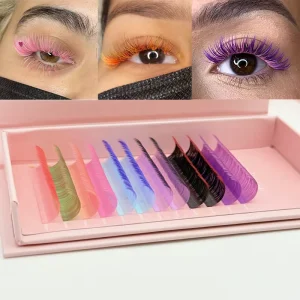 Colorful Cashmere Silk Individual Lash Extensions Handmade Soft Natural Long Private Label Eyelashes