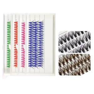 Colorful Cluster Segmented DIY Eyelashes C D Curl Synthetic Hair Colored Volume Lashes 12 Rows