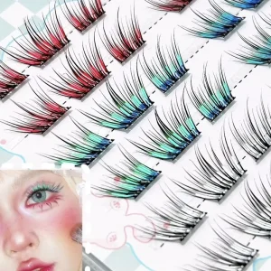 Colorful Glitter Eyelashes Rainbow Sparkle Lashes for Music Festival Rave Carnival Nightclub Party Pride