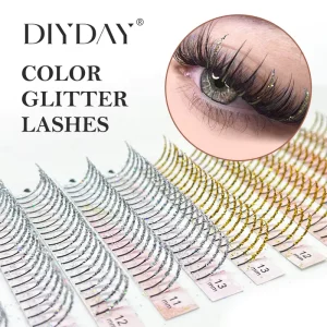 Colorful Glitter Premade Volume Fans DIY Pre Made Lash Fans for Private Labeling Cosmetics
