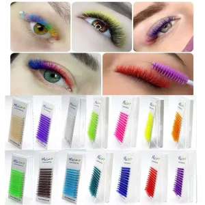 Colorful Handmade Polybutylene Terephthalate Eyelash Extensions Easy Fan Natural Soft Various Colors Eyelash Extension
