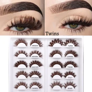 Colorful Lash Private Label Fluffy Brown Mink Fur Full Strip False Eyelashes Real Mink Lash Color Custom Eyelashes