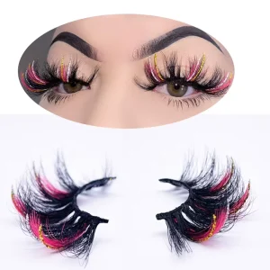 Colorful Mink Eyelashes Glitter Blue Colored Eyelash Strips 3d Natural 20 25mm Mink Lashes With Colorful Eyelash