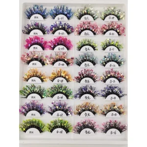 Colorful Silk Lashes Luminous High Quality Private Label 3d Mink Glitter Shimmery Colored Eyelashes