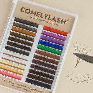 Comelylash Colorful Brown Purple Red Lashes 0.07 15 30MM 0.5 Colored Lash Extensions With Individual Colored Lashes Mixed Tray