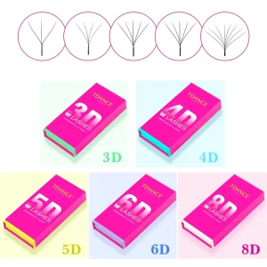 Comfortable and Light weight Eyelash Extension Private Label Shape W 3d 4d 5d 6d 8d Lashes 0.07 Eyelash Lash Extension Supplies