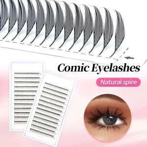 Comic Spire Eyelash Extensions Vegan Cruelty-Free 3D Natural Lightweight Manga Anime Premade Fans