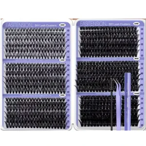 Convenient No Glue Self Adhesive Lash Clusters Segmented Self Stick False Eyelashes Kit with Pearlescent Storage Bag
