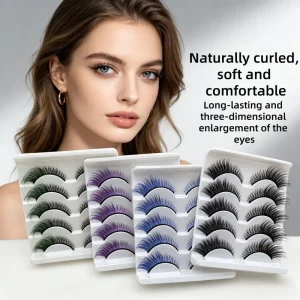 Cosplay Colorful Cat Eye Strip Lashes Faux Mink False Eyelashes Dramatic Wispy Look