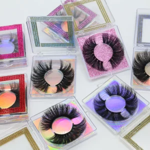 Create Your Own Brand 3D Mink Thick False Eyelashes Full Strip Natural Black 8MM 25MM Length Natural for Custom Packaging Box