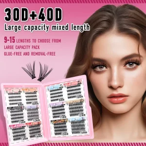 Cross Border 30D 40D Mixed Segmented Cluster Lash Book 480 Clusters 9 15mm Volume Curly Glue Free DIY