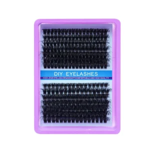 Cross Border Best Selling DIY Sectional False Eyelashes Synthetic Fiber Black Cotton Stalk Band Thick Lash Simulation Eyelashes
