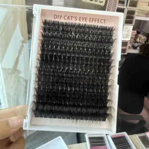 Cross Border Black Brown Two Tone Wispy Pre Cut Segment Fan Segment Diy Cluster Lash