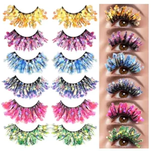 Cross Border Colorful Glow in the Dark 3D Rhinestone Glitter Dramatic Volume Stage Festival False Eyelashes