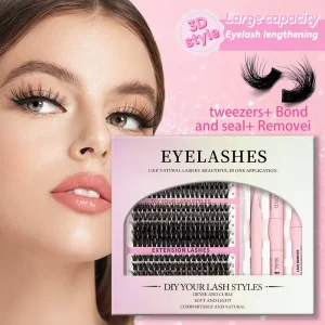 Cross Border DIY Single Cluster False Eyelashes 60D 80D 100D Thick Mixed Pack with Glue and Tweezers Set