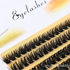 Cross Border Foreign Trade Scarecrow Brand 10 Rows Dense Style Fan Eyelashes Multiple Heights for Degrees Hot Melt Cluster Hair