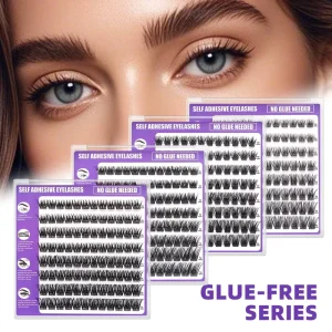 Cross-Border Glue-Free High-Capacity Synthetic Hair Segmented Volumizing False Eyelashes Soft Curled Single-Cluster Extensions