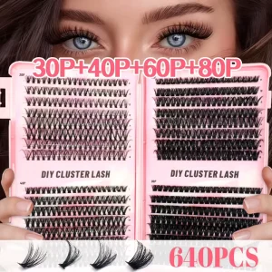 Cross Border Handmade Mega Volume 10D 20D 12 Rows Large Capacity Soft DIY Eyelash Cluster Lashes Kit with Glue Tools
