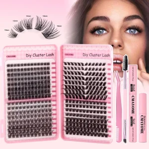 Cross Border Model 392 Mixed Thick C Curve Single Cluster Semi Hand Made False Eyelashes Set 10 16mm DIY Segmented Black
