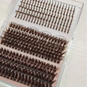 Cross Border Thick Brown Synthetic Hair for Fairy Straight Style False Eyelashes Mixed Pack Individual
