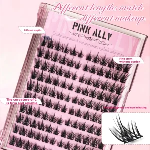 Cross Cluster Synthetic Hair Lashes 120 Clusters 10 Rows C for Cruelty Free Reusable Private Label Wispy Wet Spike Waterproof