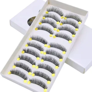 Cross Thick Handmade Flat Fiber Stem Stage Makeup Reusable 0.07MM Thickness 10 Pairs of False Eyelash Bulk Buying