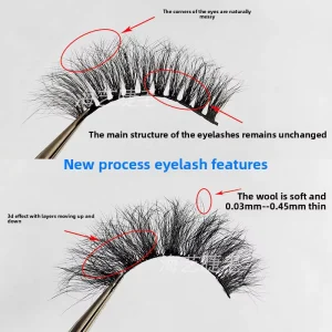 Cross-border 3D Natural Lifelike Soft Voluminous Synthetic Hair False Eyelashes Slightly Tousled Blooming Effect Silk-protein