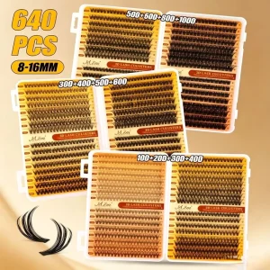 Cross border Bestseller Europe America 640 cluster DIY Segmented Fluffy Eye Lashes Naturally Voluminous D curl False Eyelash Set