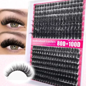 Cross border Bestseller for 80D 100D Single cluster DIY Segmented Hot melt Thick Curled False Eyelashes Plastic Black
