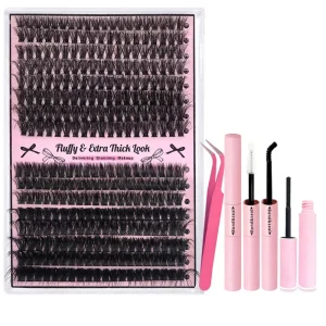Cross border DIY Segmented European American Hot Melt Hair 60D 80D Fluffy Single Box False Eyelash Set High grade Fiber Black