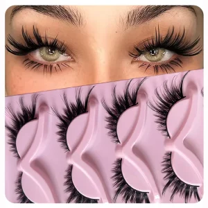 Cross border Drop Shipping 5 Pairs Per Pack Fox inspired Slanted False Eyelashes Natural Look One piece Black stem Cat eye Faux