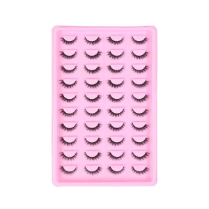 Cross border Explosions 20 Pairs Synthetic Hair False Eyelashes Large capacity Short Naturally Curled 3D One piece Black stem