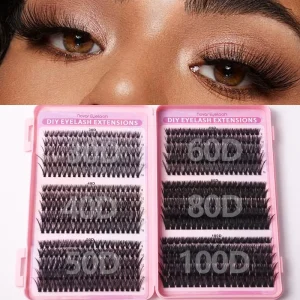 Cross border Eyelash Book Set Cluster Lashes for Export DIY Semi Hand Made 30D 100D Dense D Curl Sectional False Eyelash Kit
