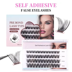 Cross border Glue Free Self Adhesive Natural Curling 5 Rows Segmented Synthetic Hair False Eyelashes for Women’s DIY