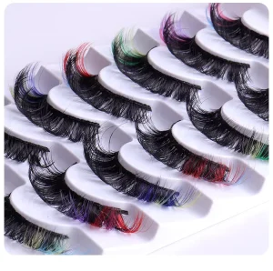 Cross border for Explosions Synthetic Hair False Eyelashes 7 Pair Curly Natural D for Russian Roll